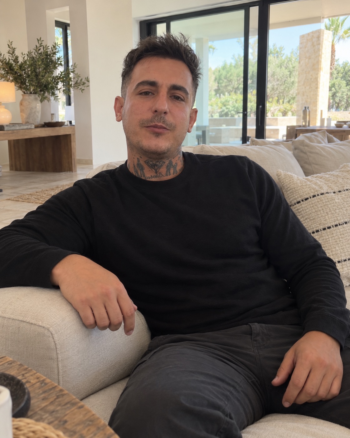 Ibrael sentado en un sofá